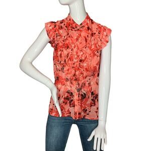BÖHME Boutique Floral Sheer Top Size S button down multicolor sleeveless